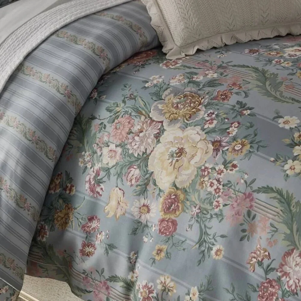 Ralph Lauren Home Adalia Cotton FULL QUEEN Duvet Cover Blue Floral 1pc NEW $430